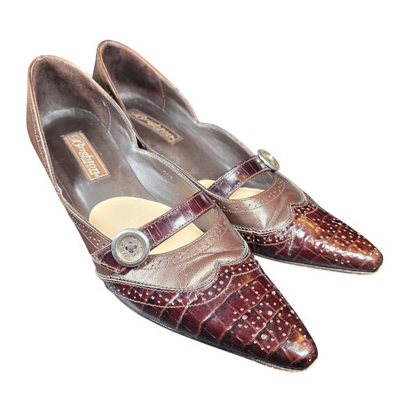 Brighton Trent Bronze Leather Wingtip Low Heel Mary Jane Pump 7.5 M. Excellent - Picture 4 of 10